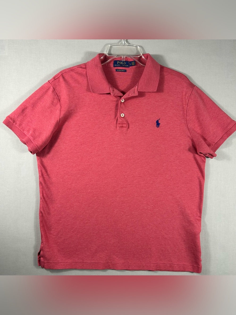 Polo Ralph Lauren Custom Slim Fit Polo Shirt Men’s Large Coral Red 100% Cotton